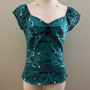 50s Car Print Dolores Top (discontinued) - Collectif